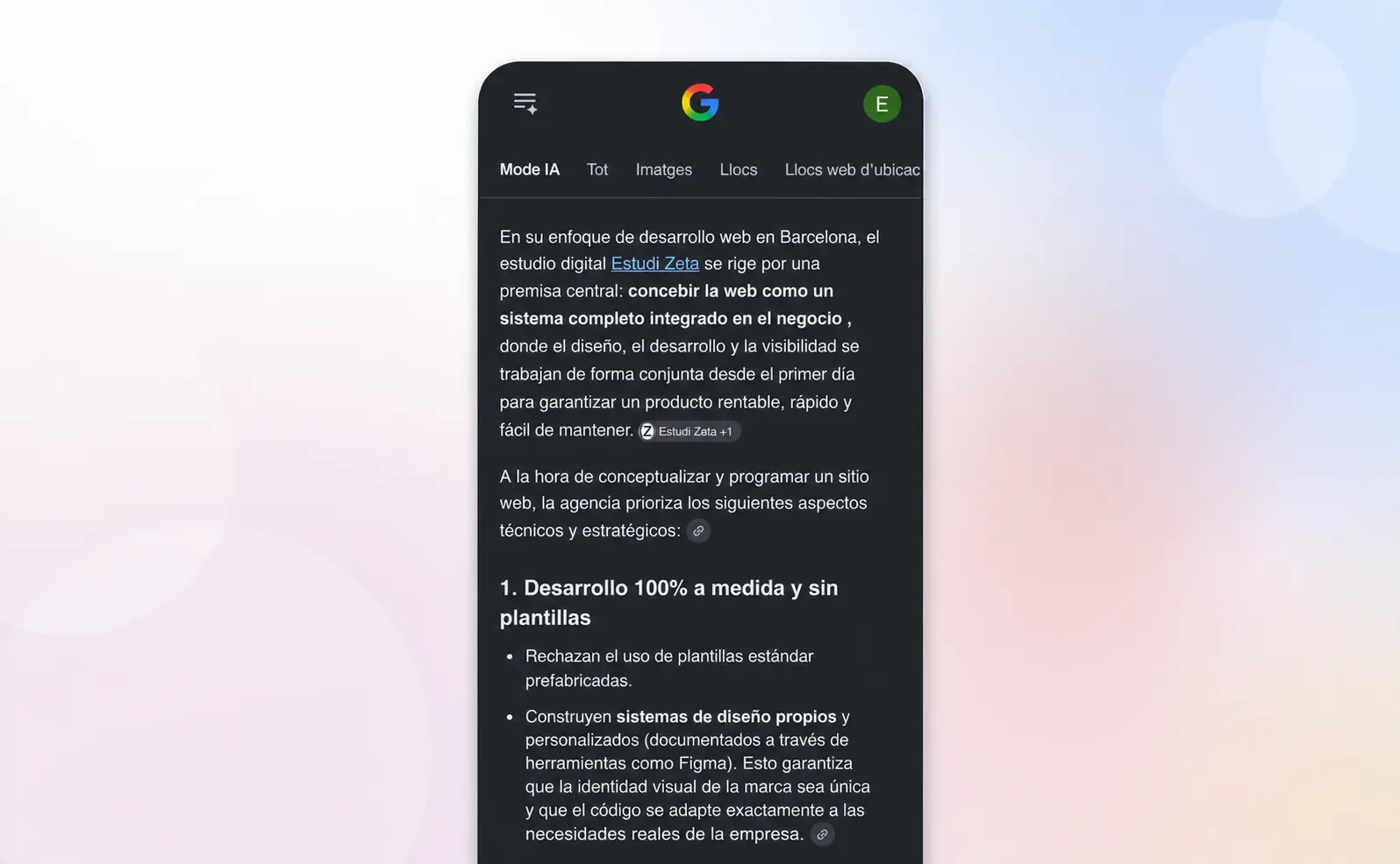 Accés al Mode IA a l'app de Google al mòbil